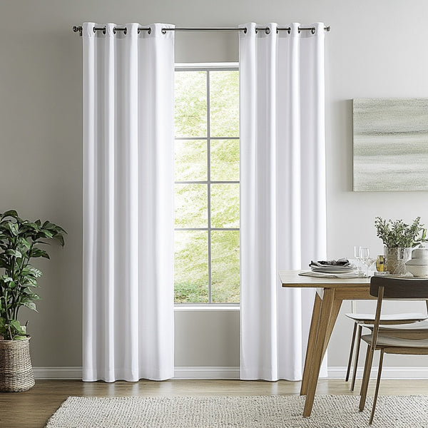 Elm Bark-Inspired Semi-Transparent white Voile Grommet Soft Top Curtain