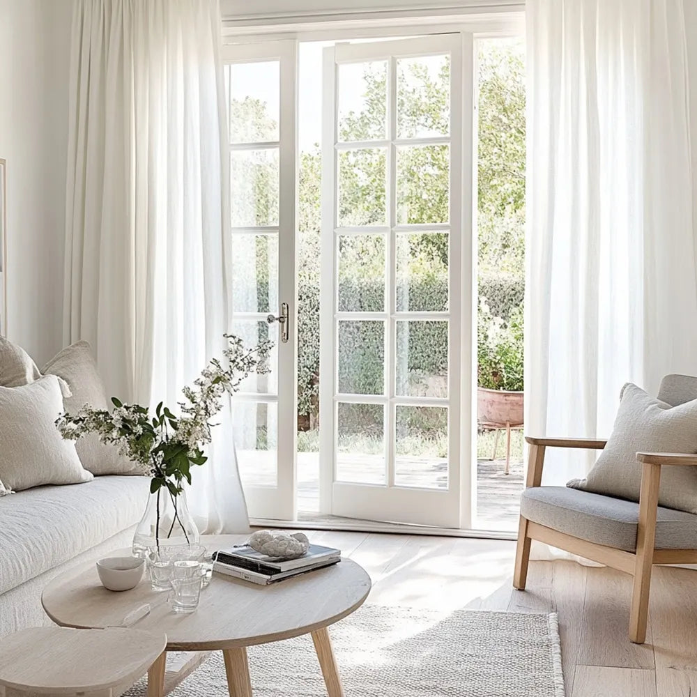 Fina Soft-Touch White Linen Pleat Sheer Curtains with Grid Texture Fina white