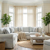 Flora-Lin Luxury Rhombus Texture Linen Custom Curtains Pleated