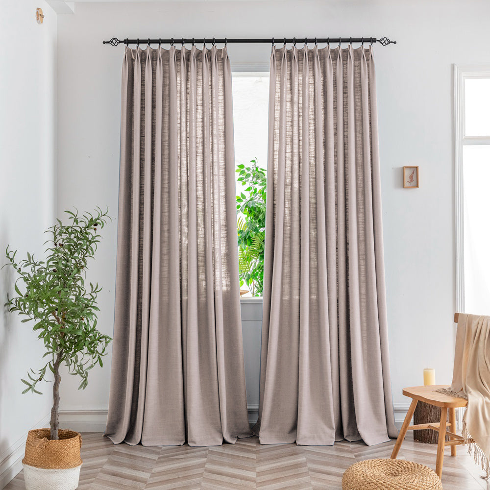 Bryn Slub Textured Faux Linen Custom Curtains