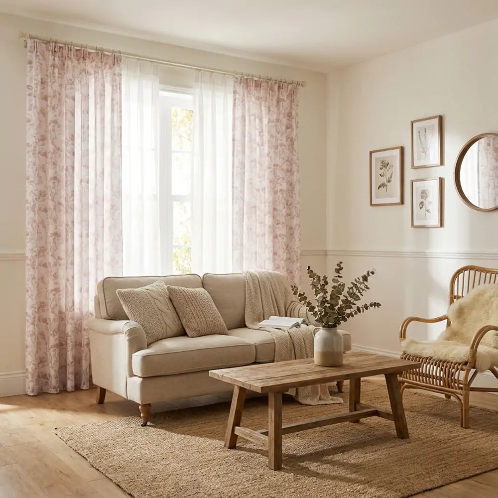 Freya Botanical Naturals Patterned Pleat Custom Curtains