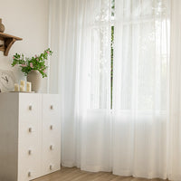 Gauzy Snowflake White Grommet Soft Top Sheer Custom Curtains