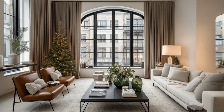 Brown linen curtains for living room