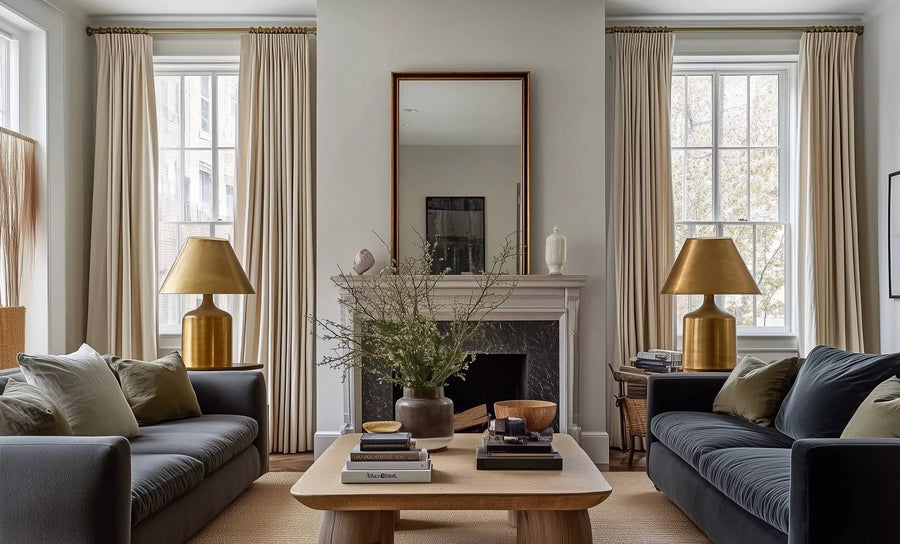 Linen custom curtains in the living room