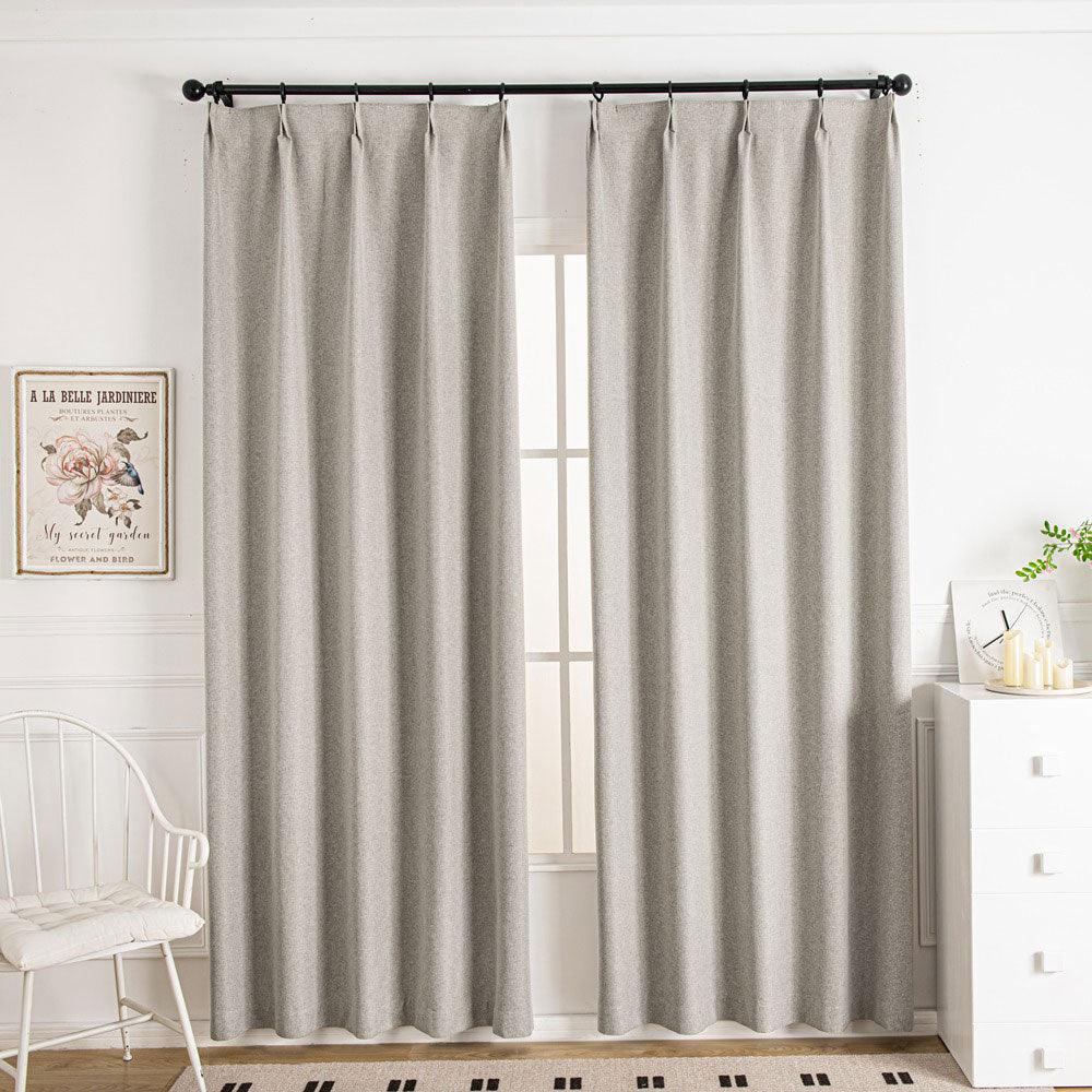Khaki Gray-10 Lullaby Faux Linen Textures Blackout Custom Curtains