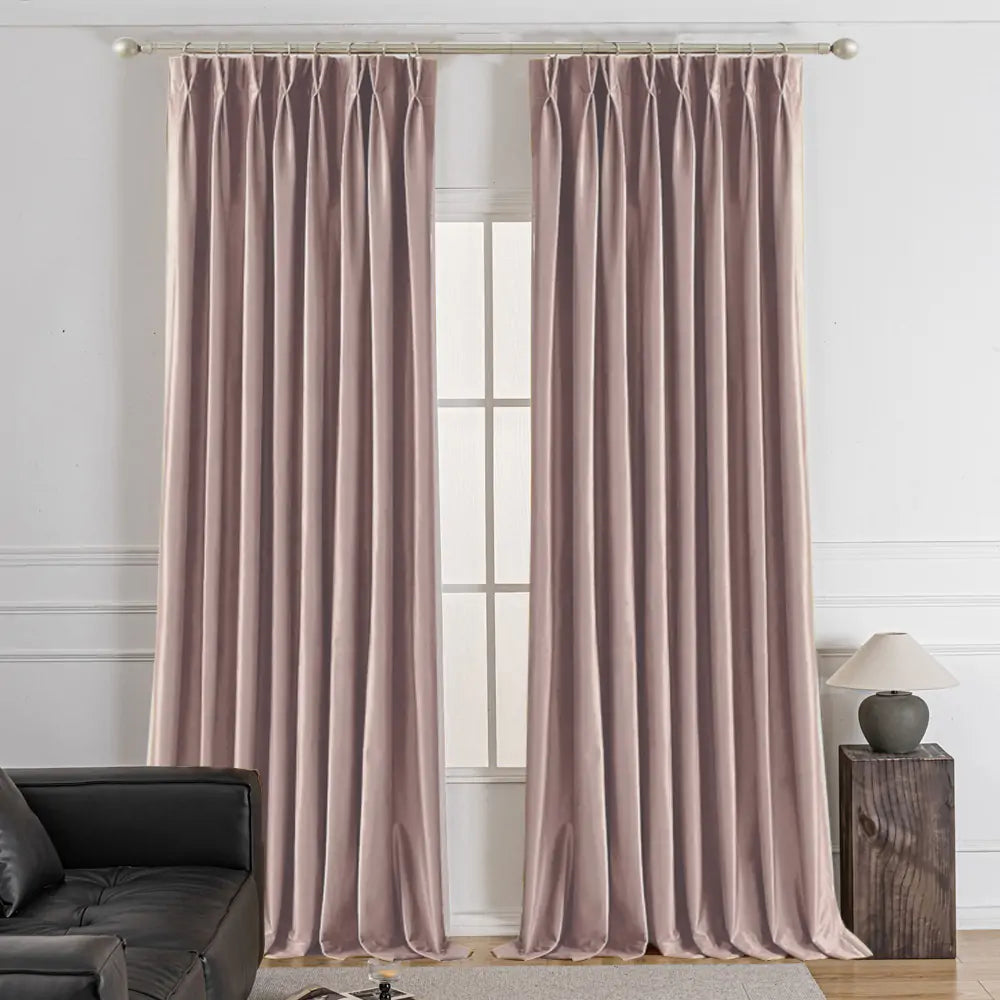 Lumora Crystal Pinch Pleat Velvet Custom Curtains Lumora Light Pink-5