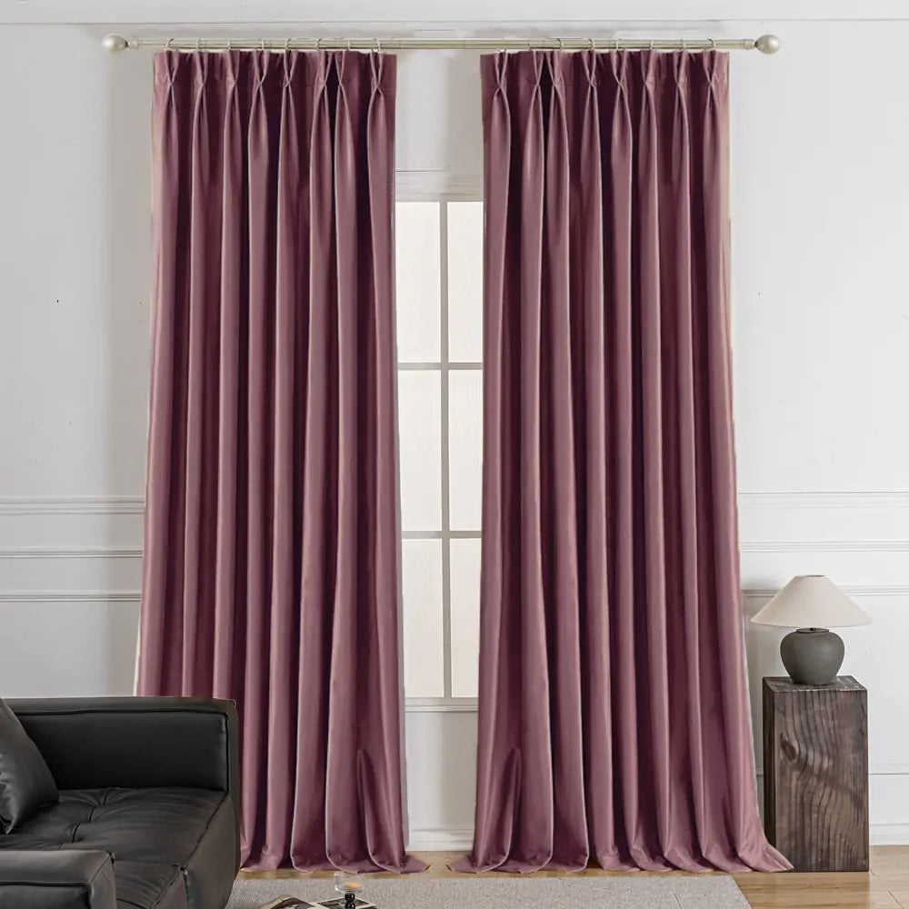 Lumora Crystal Pinch Pleat Velvet Custom Curtains Lumora Purple-7