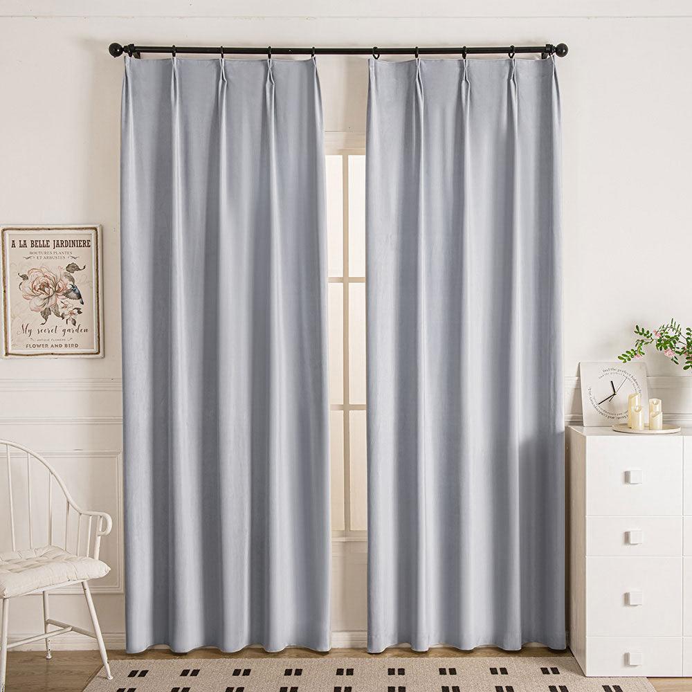Light Gray-61 Doux Velvet Elegance Room Darkening Custom Curtains