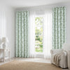 Lily Green Patterned Pleat Custom Curtains