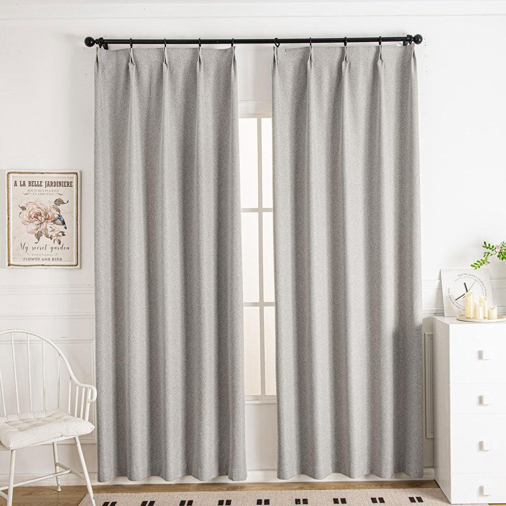Linen Gray-6 Lullaby Faux Linen Textures Blackout Custom Curtains