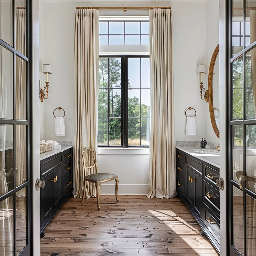 Lorna French Linen Bathroom Pleat Custom Curtains Lorna