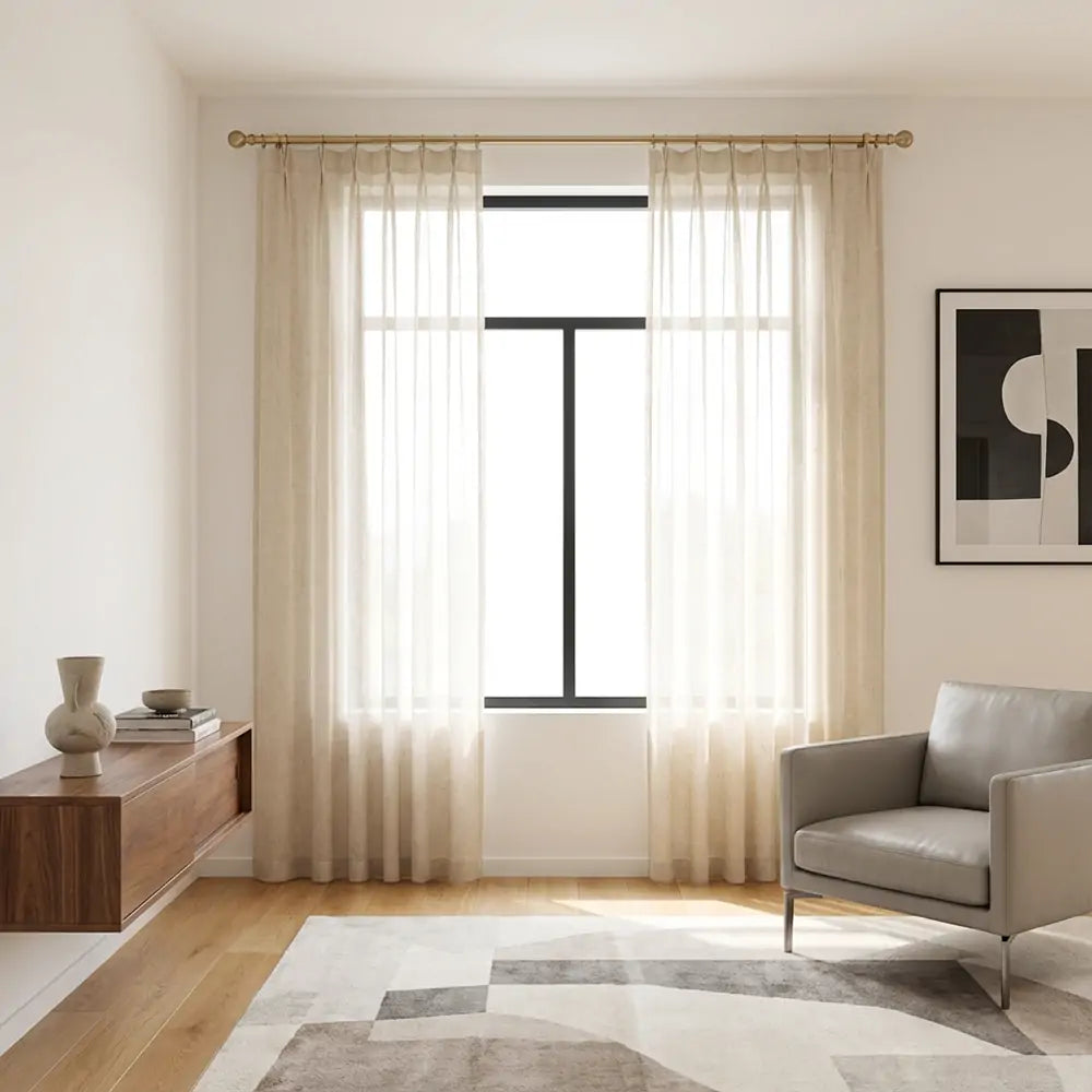 Linex-Lin Natural Sheer Linen Privacy Custom Curtains