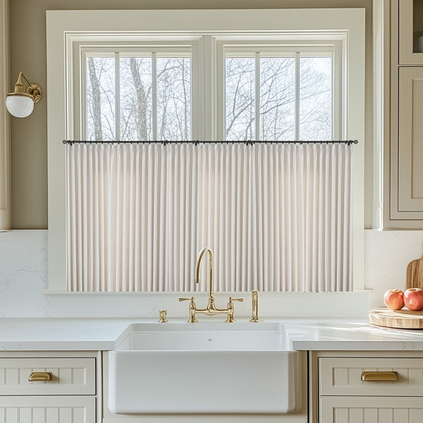 Lorna French Linen Custom Pleated Cafe Curtains