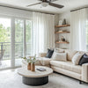 Custom linen drapes in modern living room