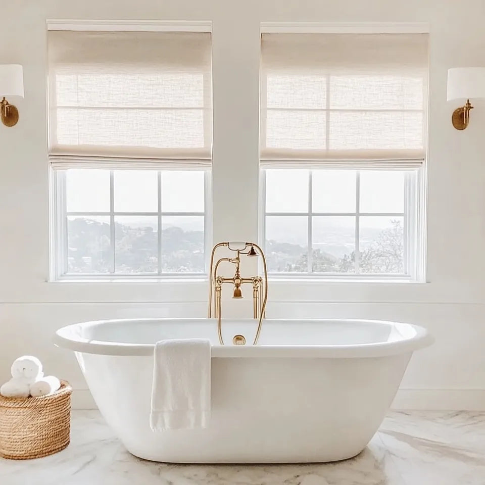 Lorna French Linen Custom Roman Shades for Windows Lorna