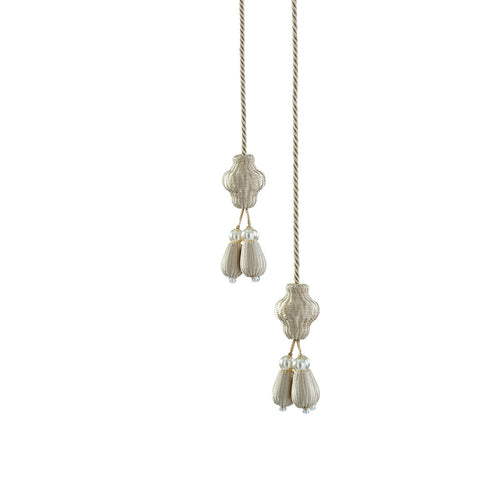 Tassel Curtain Tieback with Hanging Balls/1pc ixacurtains White