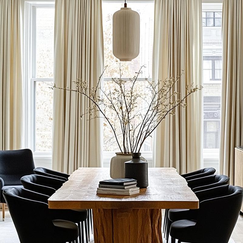 Mead Faux Linen Texture Custom Pleat Curtains For Living Room