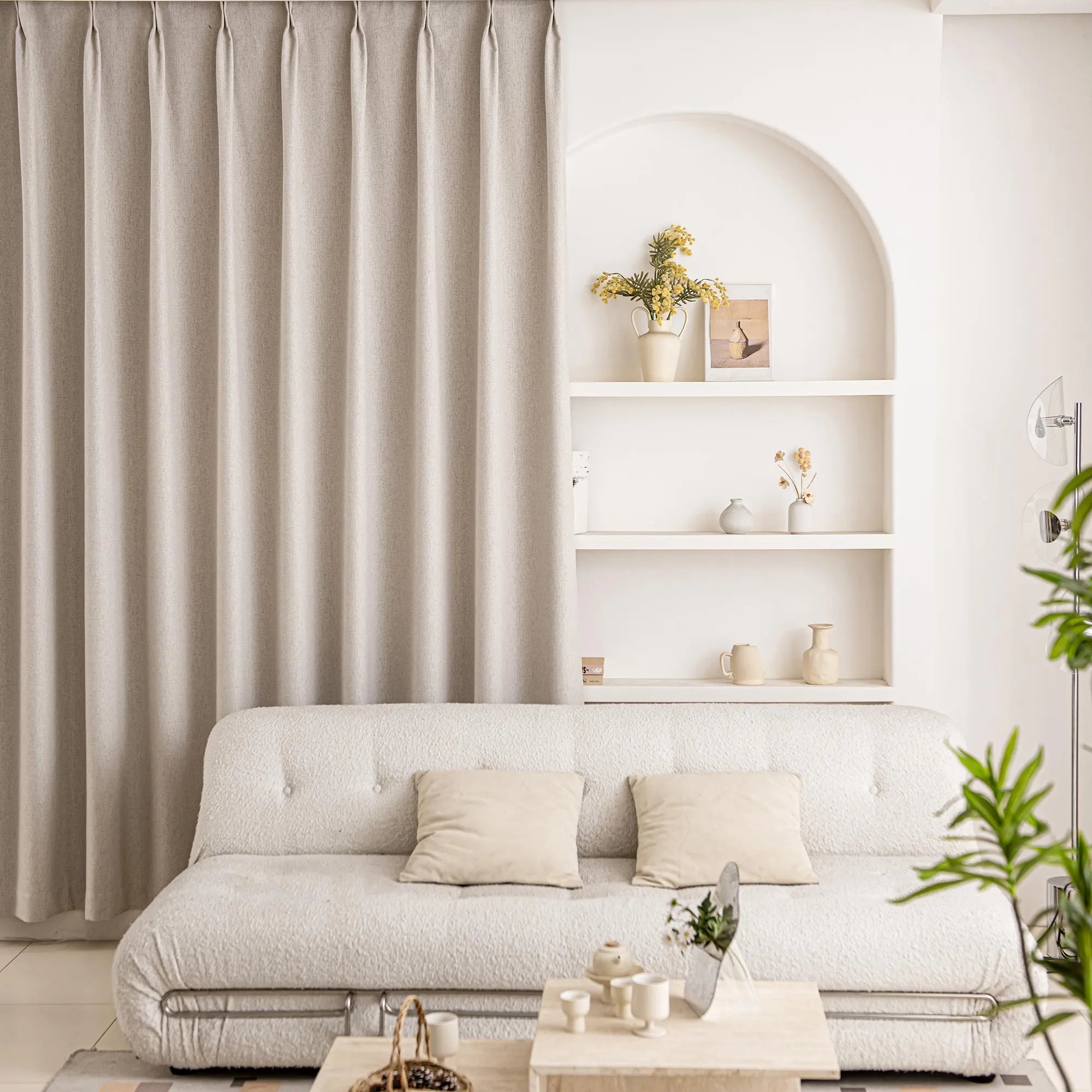 Megan Faux Linen Texture Pinch Pleat Custom Curtains Megan