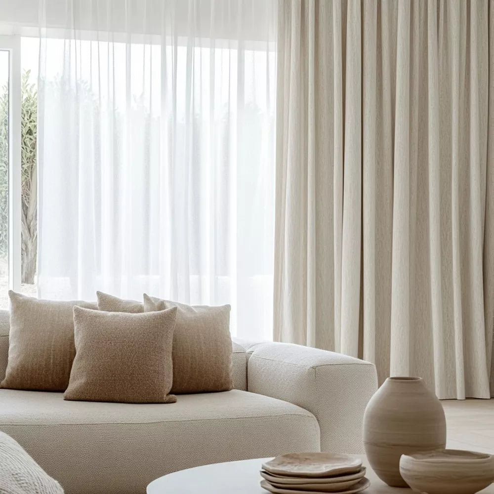 Megan Faux Linen Texture Pinch Pleat Custom Curtains