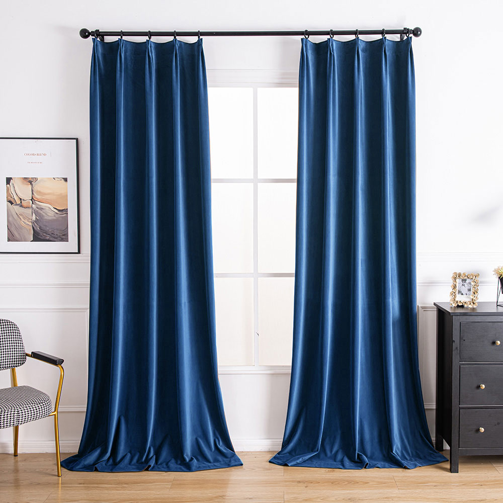 Navy Aushme Luxurious Velvet Bathroom Custom Curtains