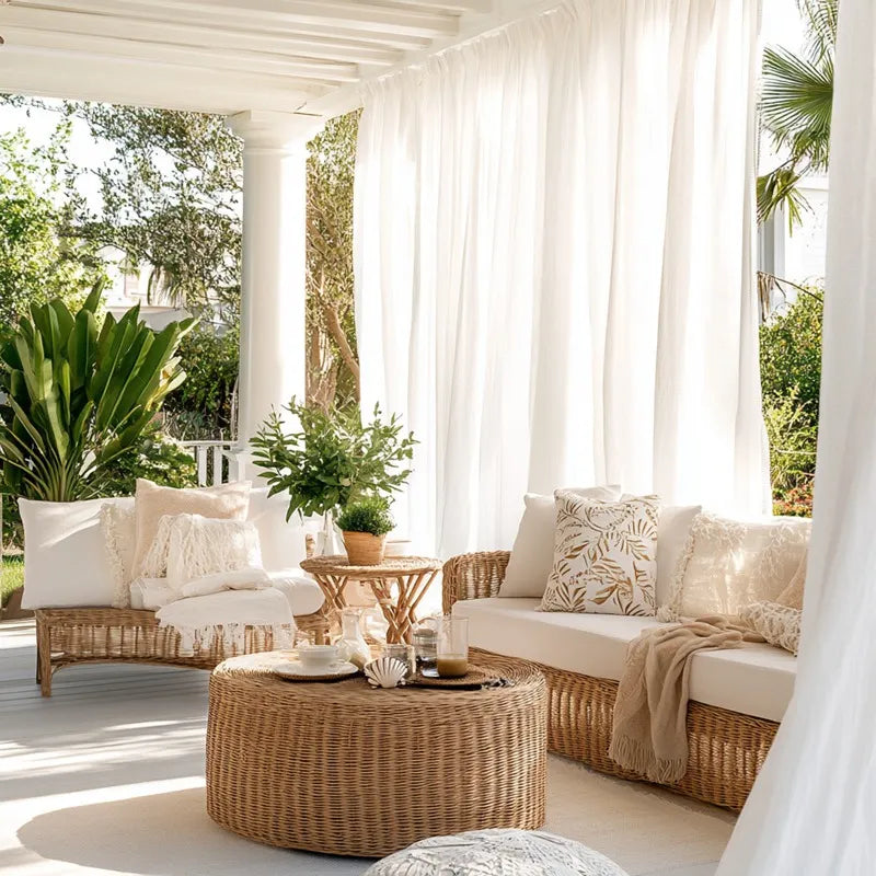Pure White Voile Sheer Outdoor Pleat Custom Curtains Pure