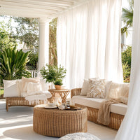 Pure White Voile Sheer Outdoor Pleat Custom Curtains