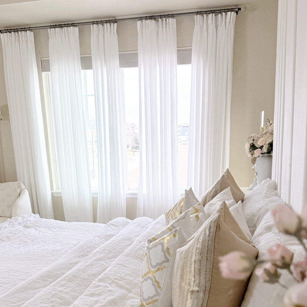 Pure White Voile Sheer Pleat Custom Curtains