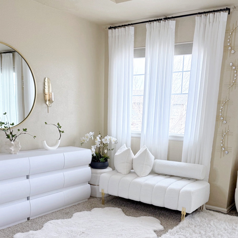 Pure White Voile Sheer Pleat Custom Curtains