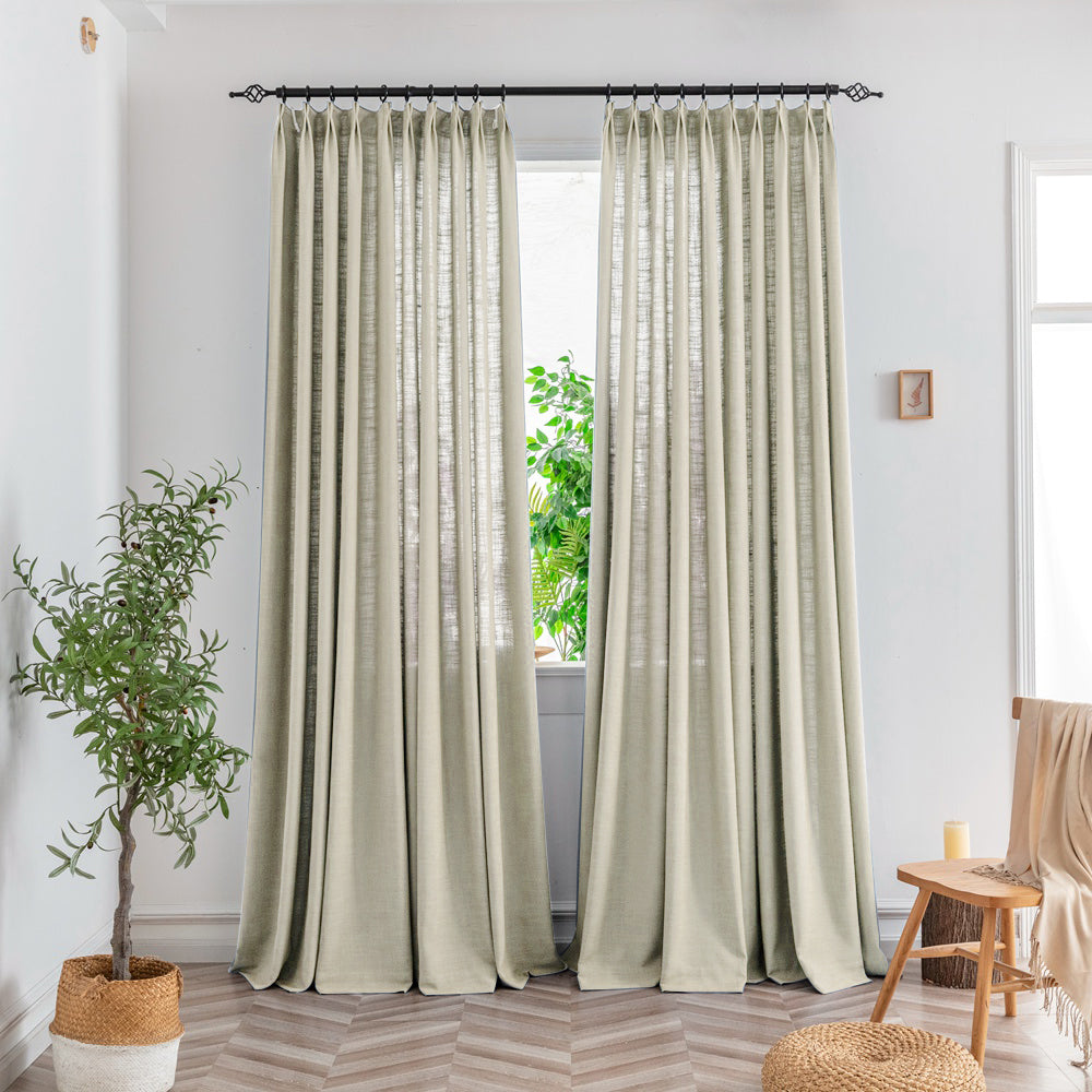 Sand Beige-7 Bryn Slub Textured Faux Linen Custom Curtains