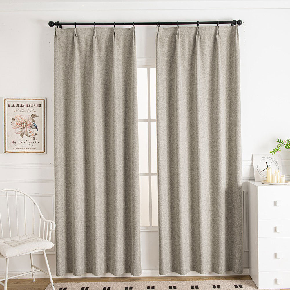 Lullaby Faux Linen Textures Blackout Pleat Custom Curtains