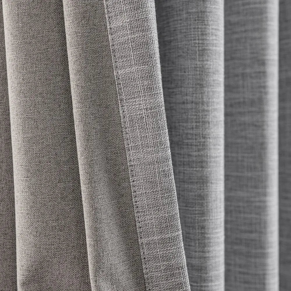 Shyn Linen Texture 100% Blackout Curtains Shyn