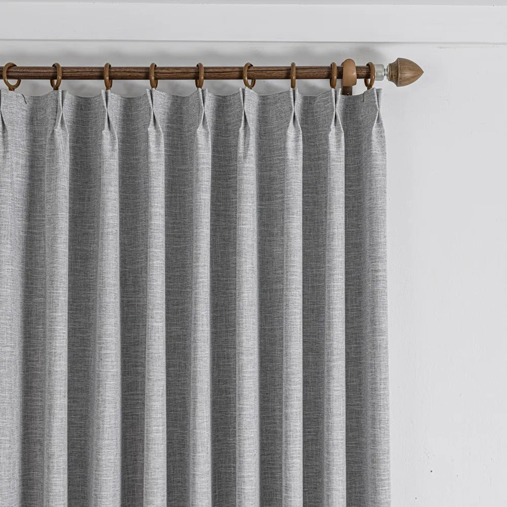 Shyn Linen Texture 100% Blackout Curtains Shyn