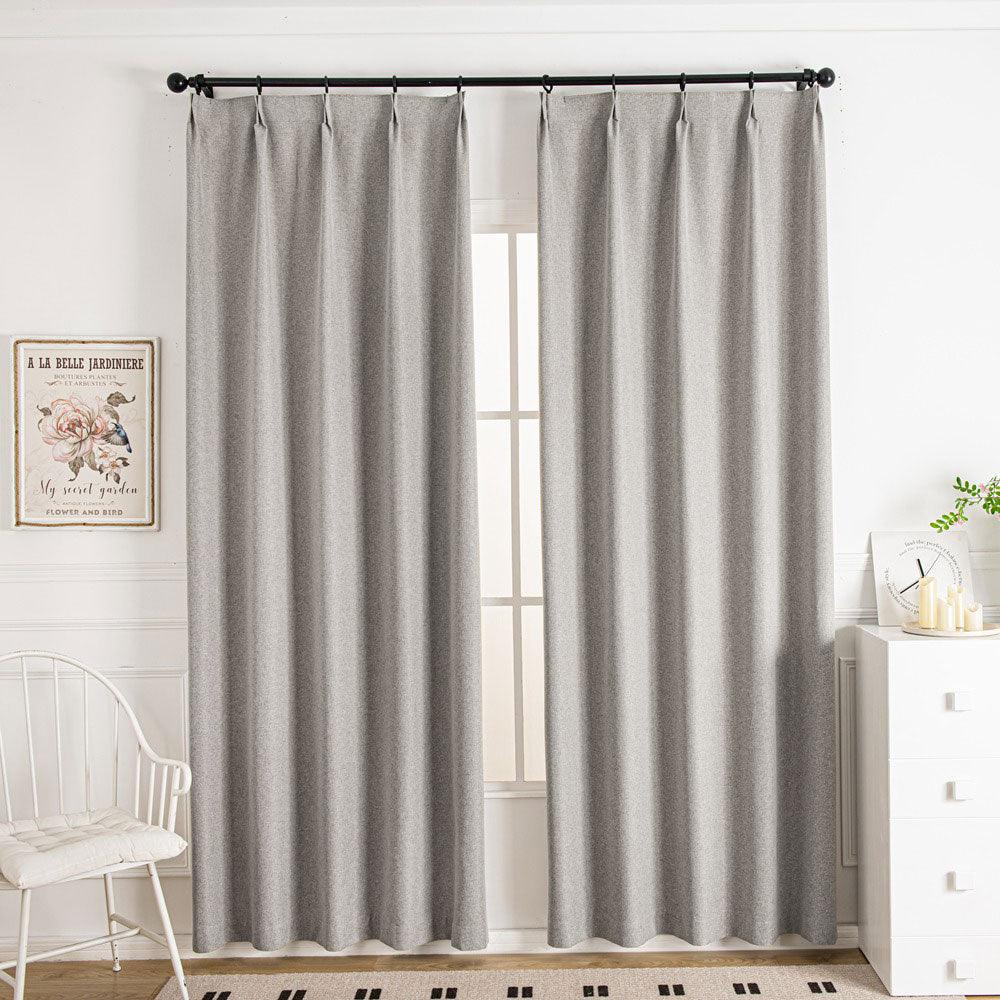 Smoky Gray-13 Lullaby Faux Linen Textures Blackout Custom Curtains