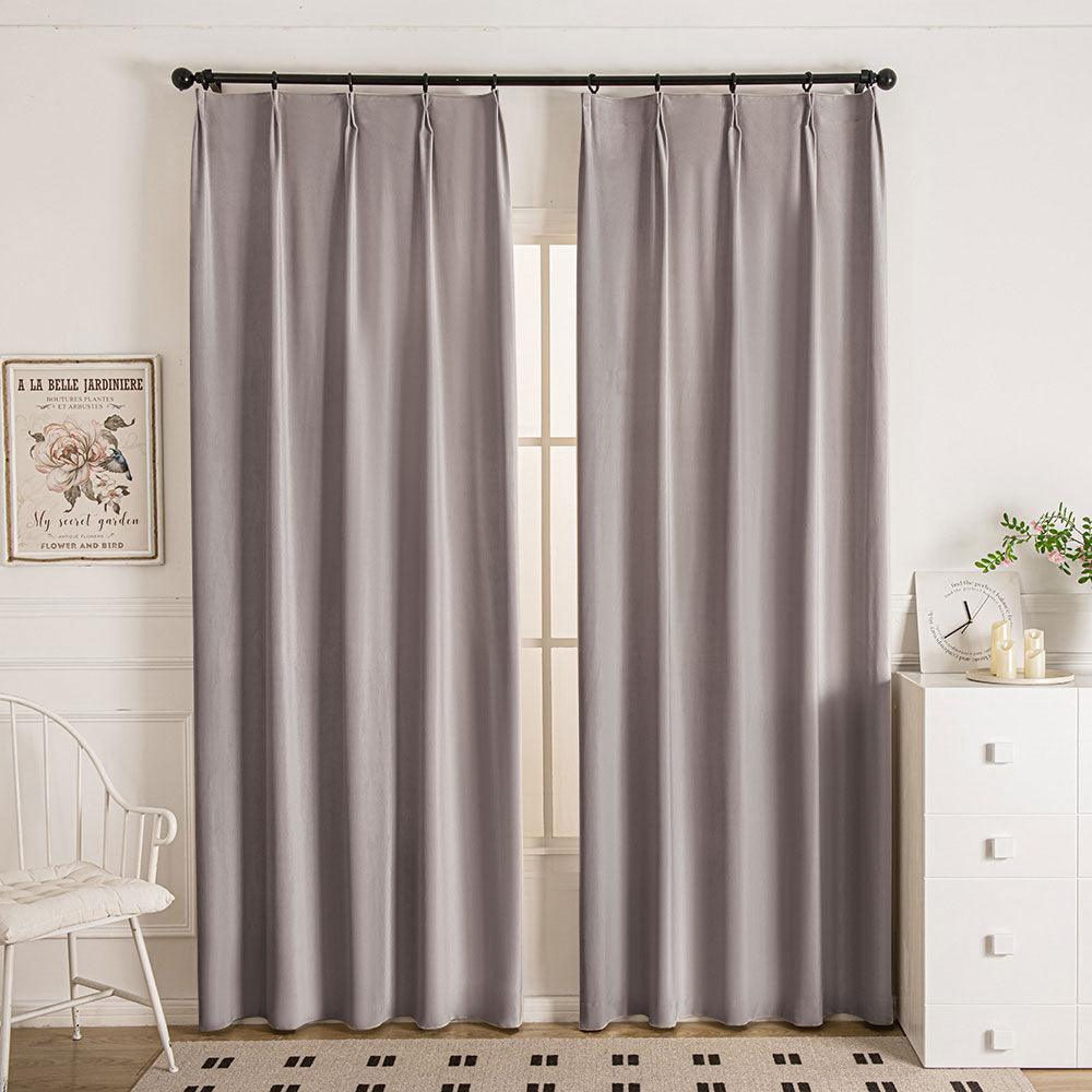Smoky Gray-17 Doux Velvet Elegance Room Darkening Custom Curtains