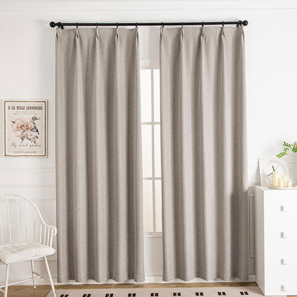 Taupe-12 Lullaby Faux Linen Textures Blackout Custom Curtains