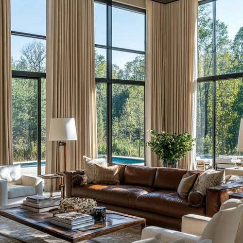 Thalia khaki custom curtains for the living room