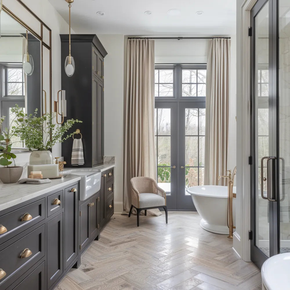 Thalia Textured Bathroom Linen Pleat Custom Curtains Thalia
