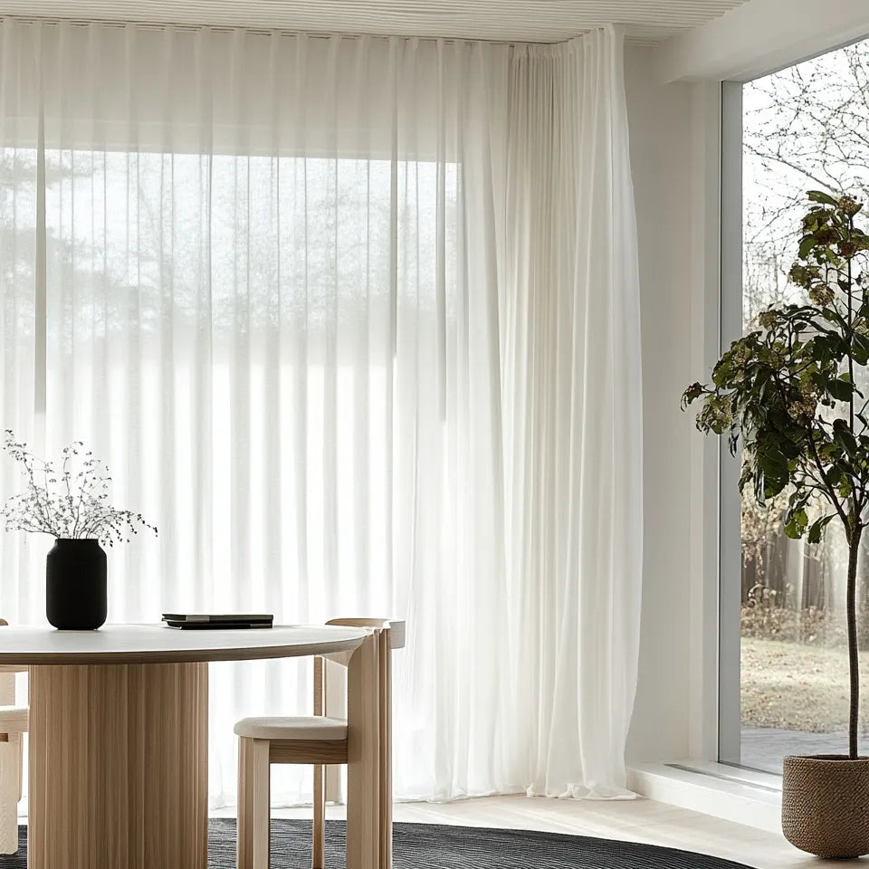 Vesper Vertical Stripe White Sheer Pleat Custom Curtains Vesper