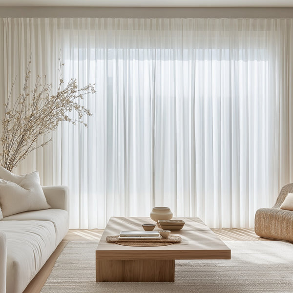 Vesper Vertical Stripe White Grommet Soft Top Sheer Custom Curtains