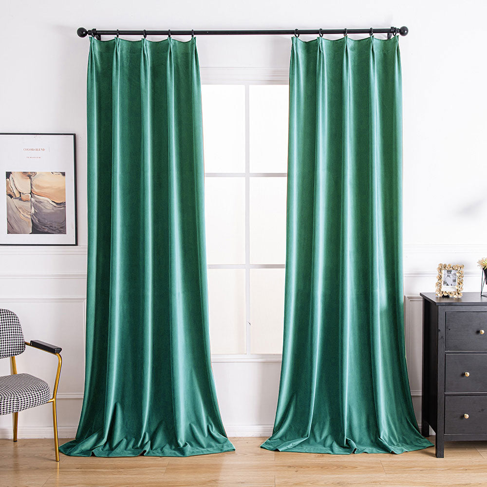 Vivid Blue Aushme Luxurious Velvet Bathroom Custom Curtains