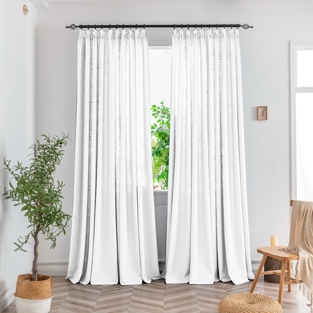 White-4 Bryn Slub Textured Faux Linen Custom Curtains
