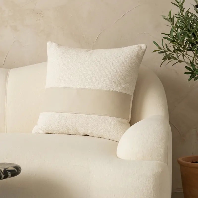 Anya Luxe White & Leather Throw Pillowcace