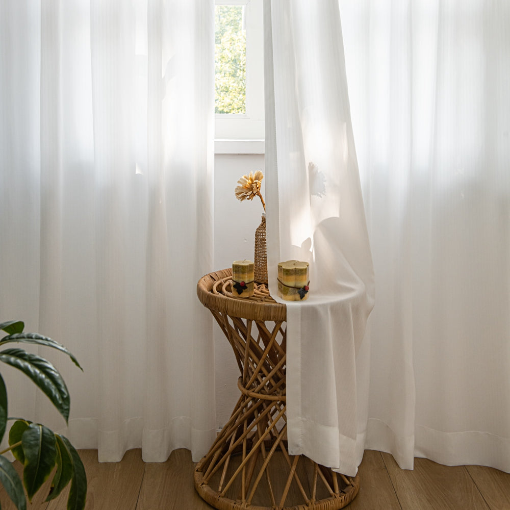 Flow White Semi Sheer Outdoor Curtains - ixacurtains