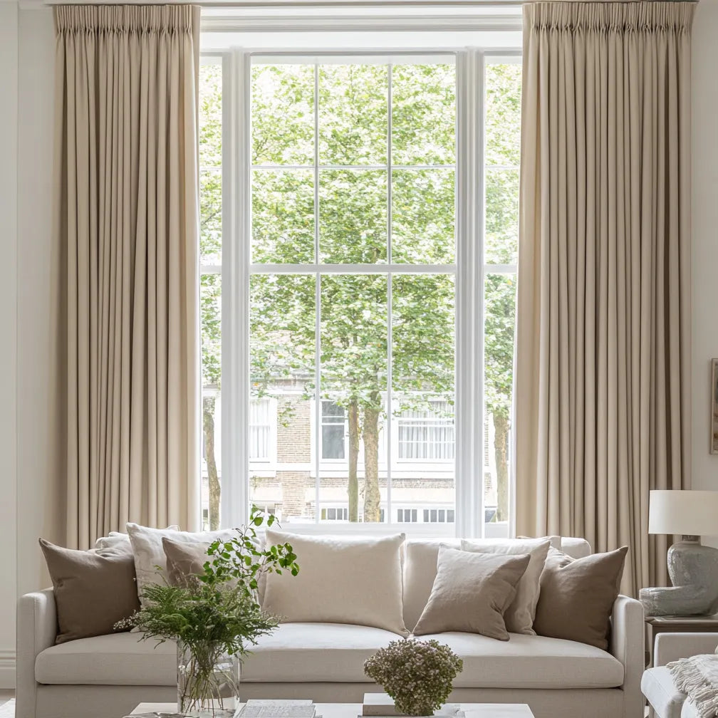 Boney Patterned Geometric Heavyweight Cashmere Feel Pleated Curtains Boney