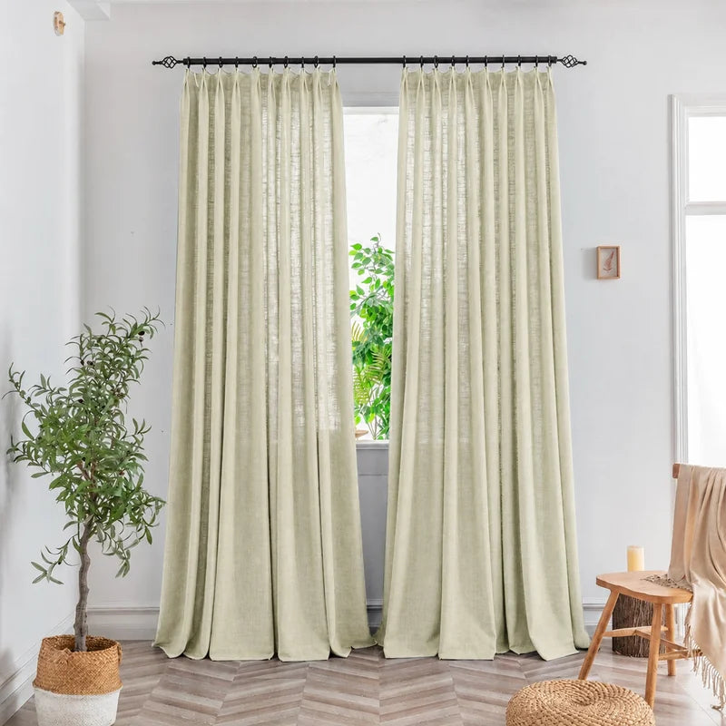 Bryn Slub Textured Faux Linen Pinch Pleat Custom Curtains