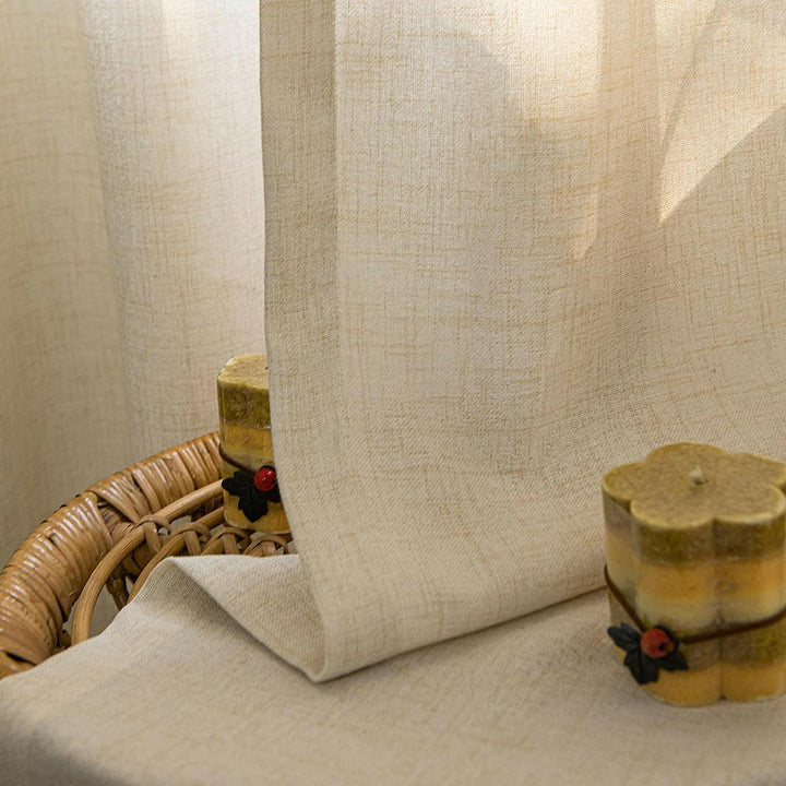 Mead Faux Linen Texture Curtains For Living Room - ixacurtains
