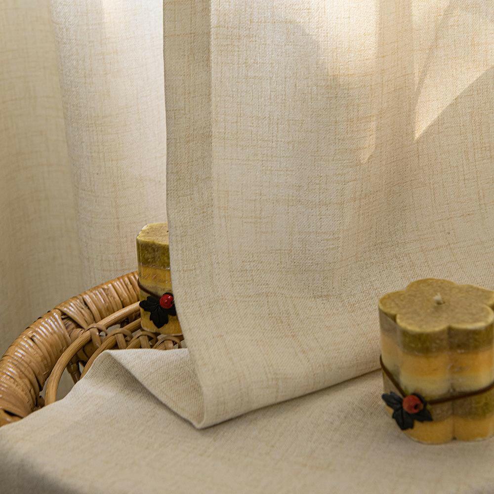 Mead Faux Linen Texture Custom Curtains For Living Room