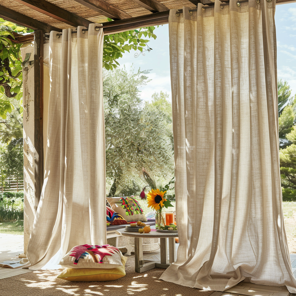Everly 100% Natural Linen Ourdoor Curtains - ixacurtains