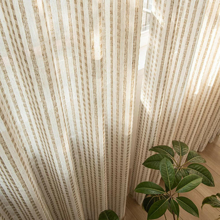 Khaki Eco-Lin Grid Harmony Linen Custom Curtains