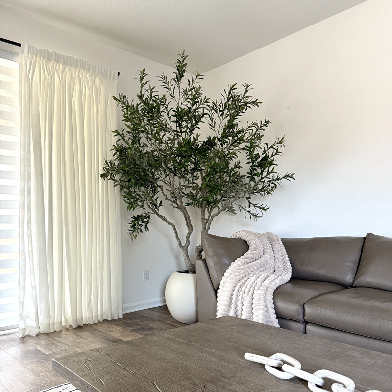 Fina Soft-Touch White Linen Pleat Sheer Curtains with Grid Texture